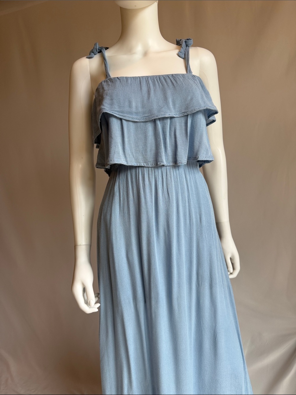 Style Rack Light Blue Ruffle Tie-Shoulder Maxi Dress - Picture 2 of 12